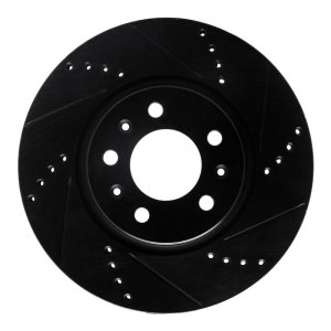Pontiac Solstice Brake Rotor (1) - Front Right - R1 Concepts - Drilled & Slotted - Black - `06-`10
